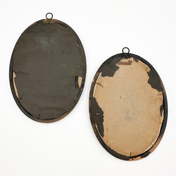 Antique Silhouette Oval Needlepoint Side Profile Portraits Regency Framed Pair - Picture 13 of 13